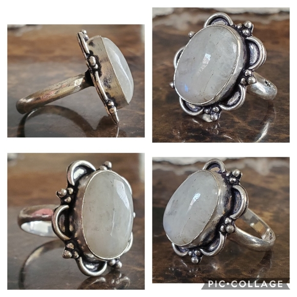 Genuine Rainbow Moonstone Ring Size 9 - Picture 7 of 8